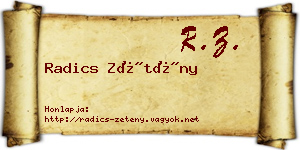 Radics Zétény névjegykártya
